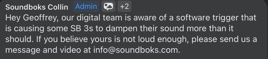 Latest SOUNDBOKS firmware cuts the performance of their speakers by half in a "mandatory firmware update"